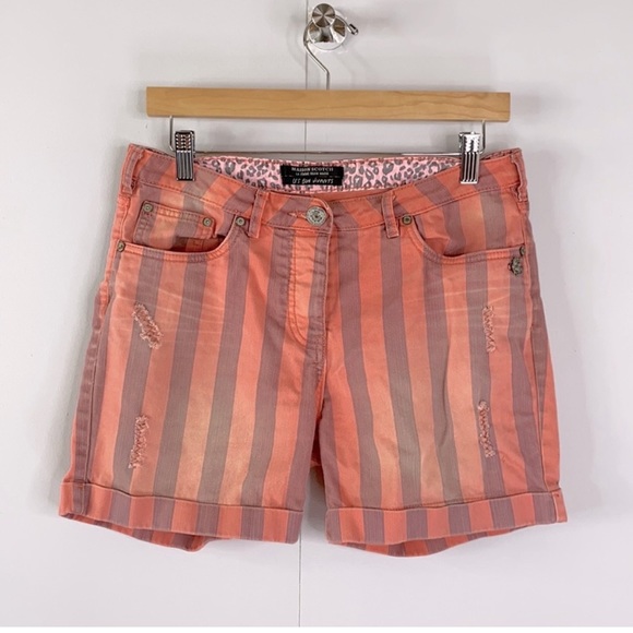 Scotch & Soda Conductor Stripe Distressed Denim Shorts Size 27 - Picture 1 of 10